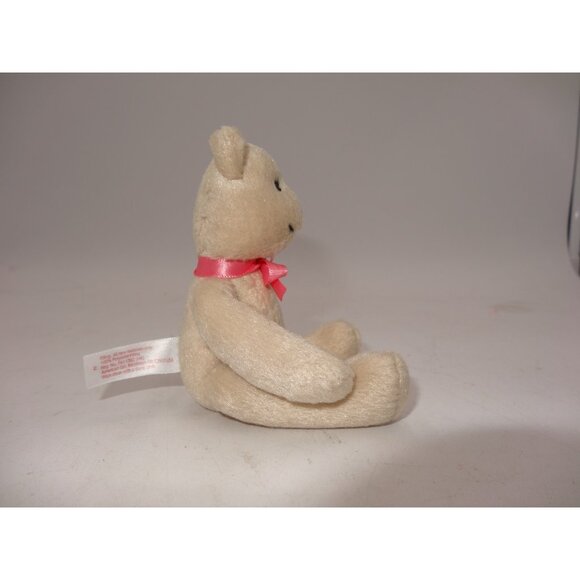 American Girl Baby Teddy Bear Jointed Plush 6" with Pink Ribbon bow - Picture 5 of 8